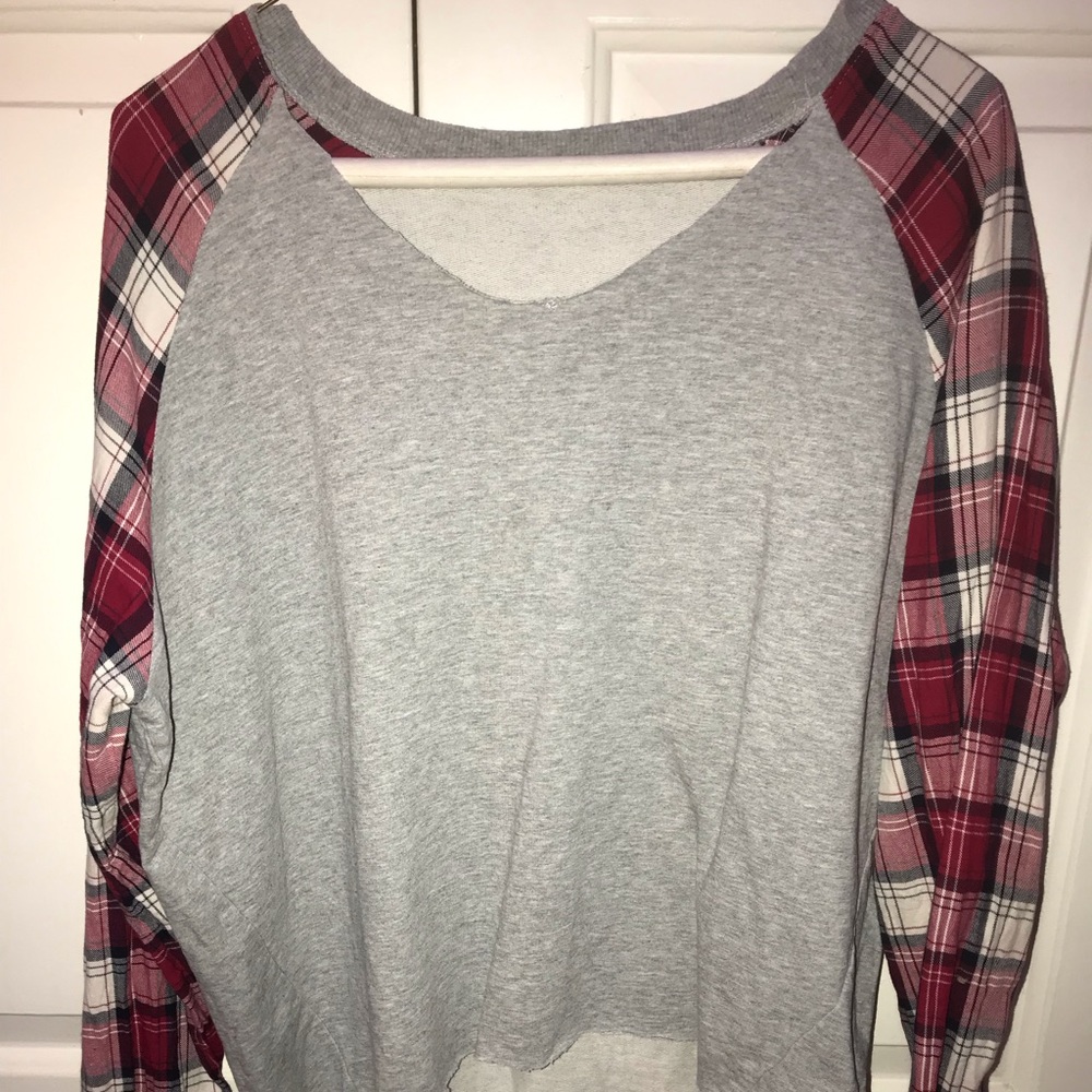 Plaid Sleeve Tee